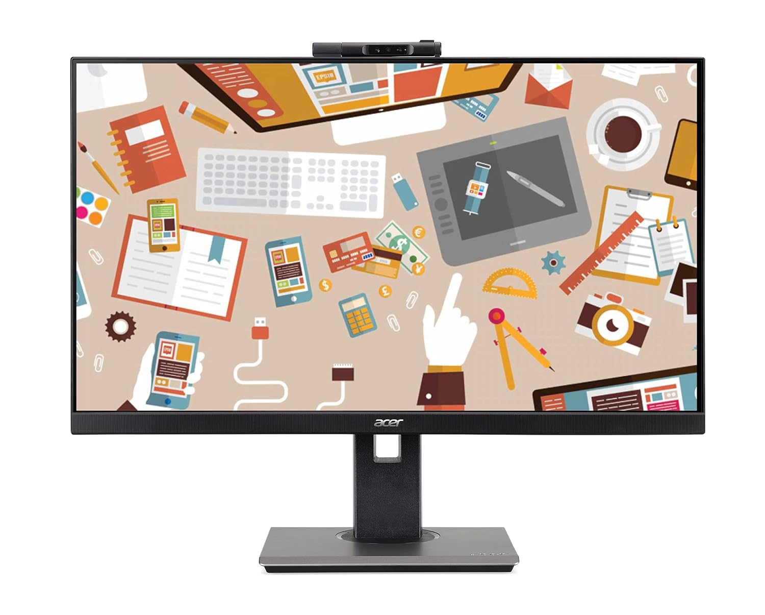 Acer B227Q (54.61 cm) 21.5 Inch IPS Full HD LCD 1920 X 1080 Pixels Monitor with LED Back Light I FHD Adjustable Webcam I Height Adjustment, Pivot I HDMI, VGA, Display Port I Eye Care I Black